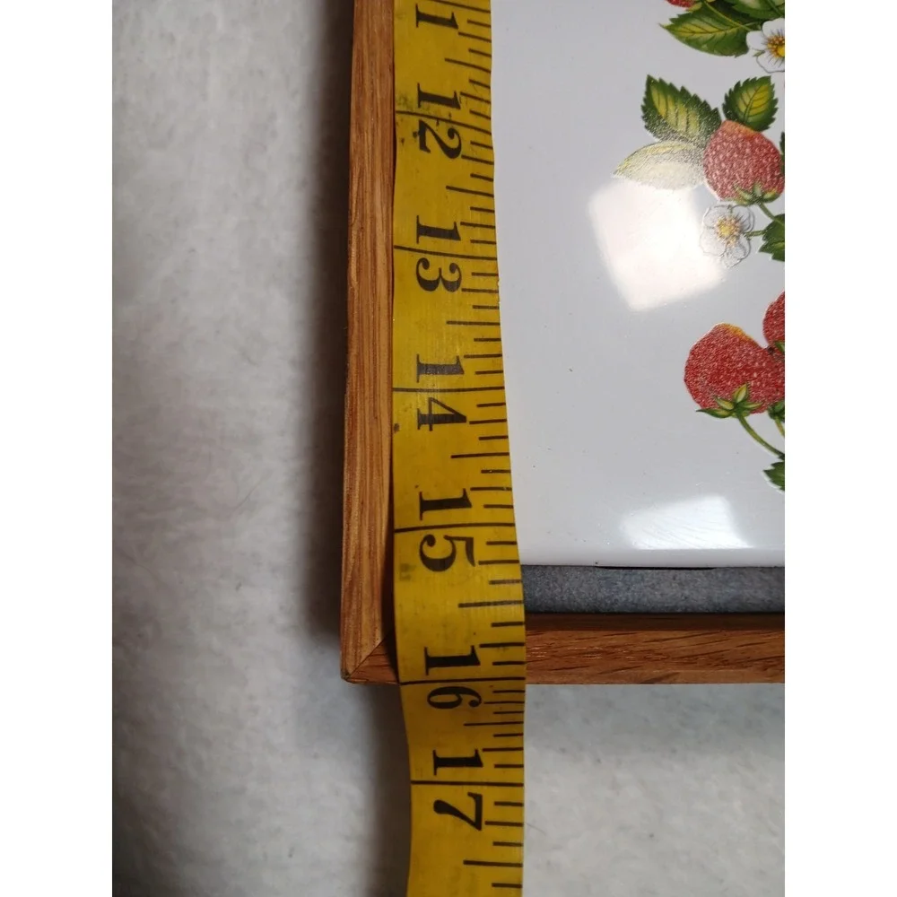 Vintage Strawberry Wooden Wall Memo Clip Organizer With Key Hooks & Cork Board